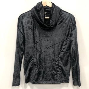 NANETTE LEPORE M Black Crushed Velvet Pullover Cowlneck Soft Whimsigoth Holiday